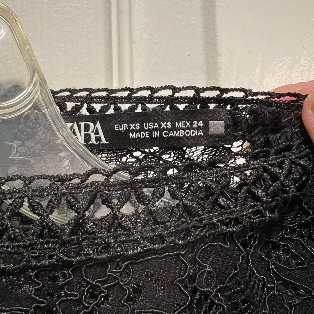 Zara Black Lace Long Sleeve Victorian Style Blouse Top Shirt Size XS - Picture 3 of 5